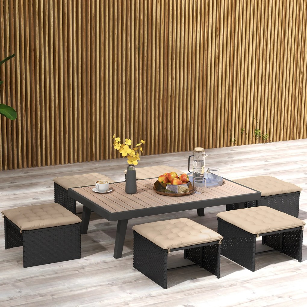 Conjunto de 6 Almofadas para Cadeiras de Jardim (NÃO INCLUIDAS) 40x40 cm 6 peças Almofadas para Cadeiras de Jardim Acolchoadas com Fitas Cáqui