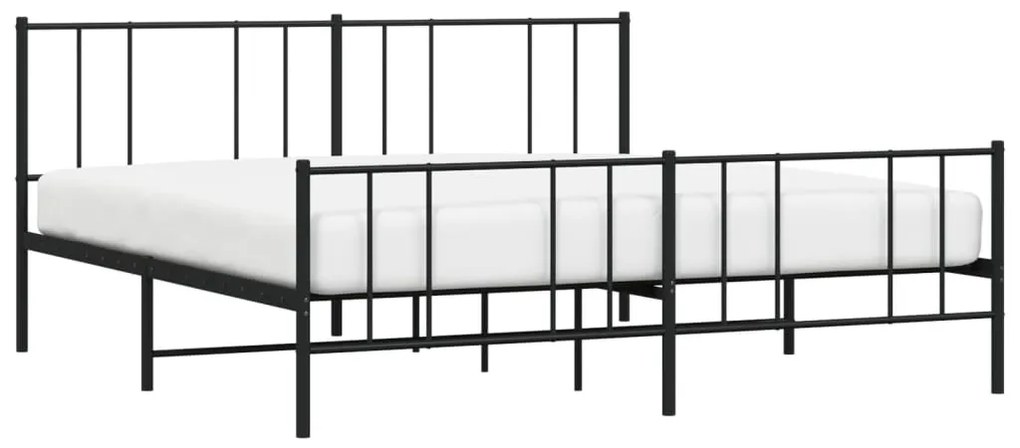 Estrutura de cama com cabeceira e pés 200x200 cm metal preto