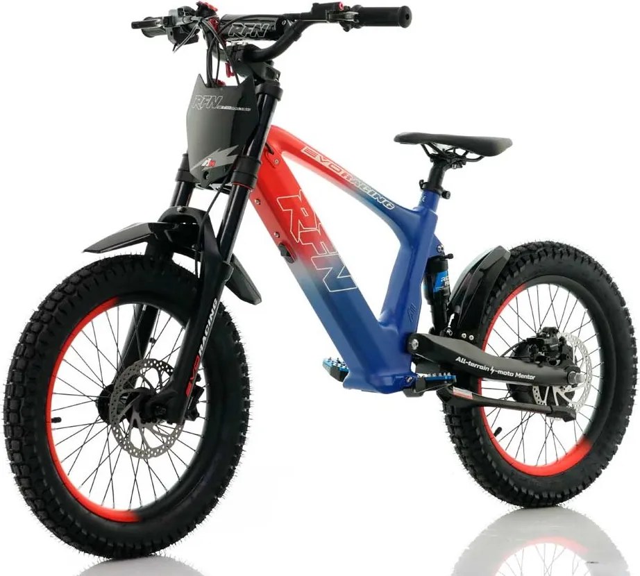Bicicleta elétrica infantil 500W Roan RXF Evo Racing 18" Azul e Vermelha