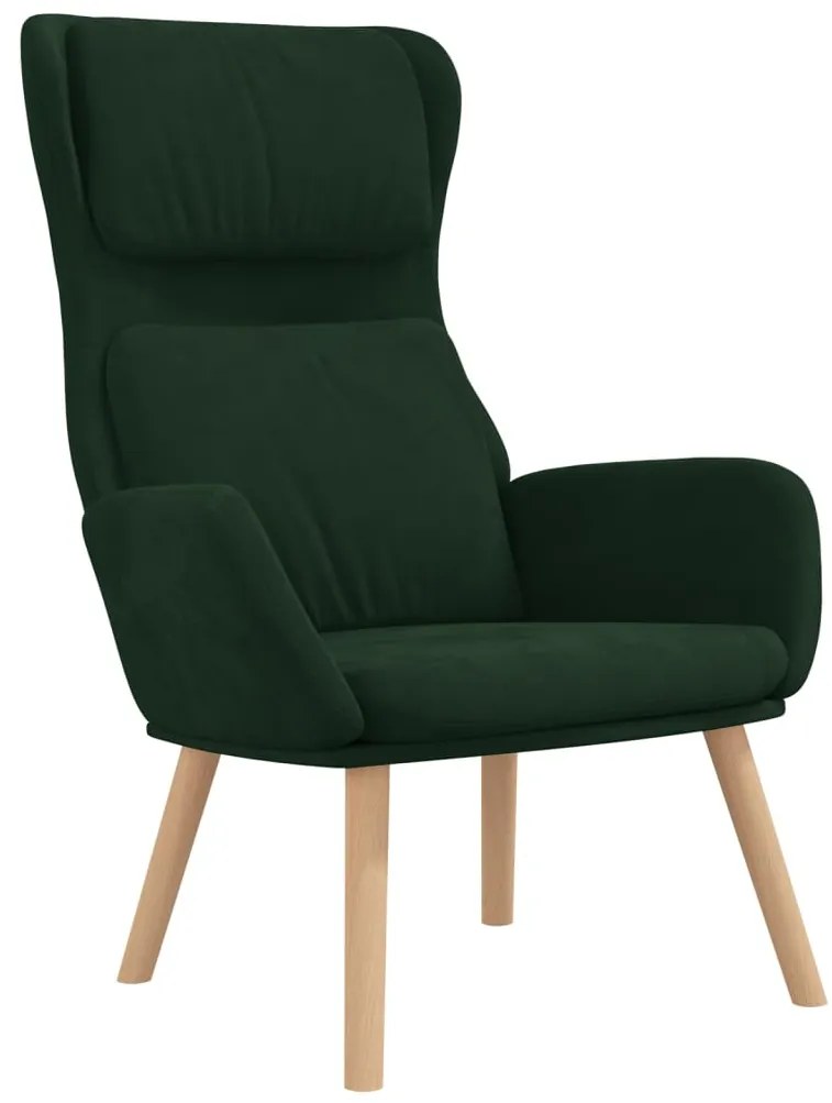 Cadeira de descanso com banco veludo verde-escuro