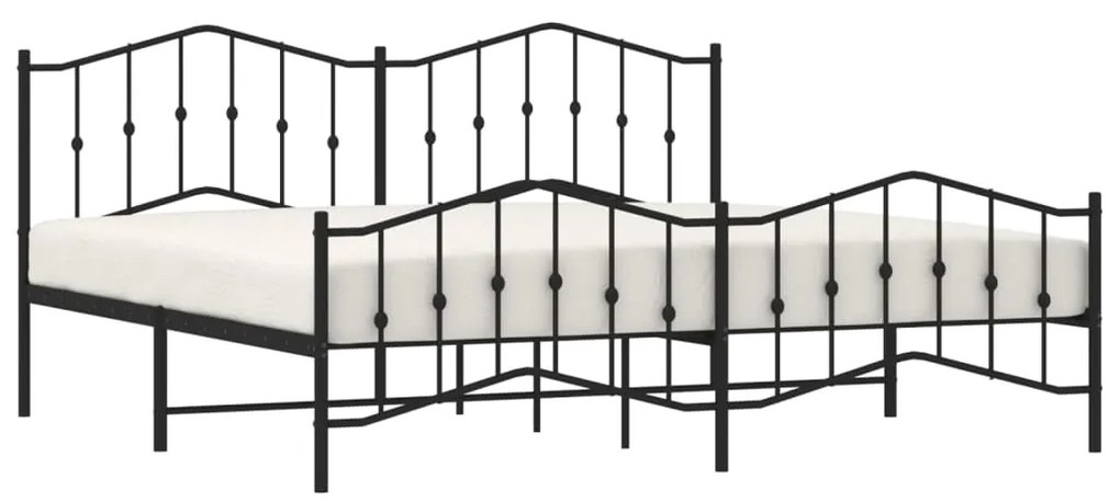 Estrutura de cama com cabeceira e pés 200x200 cm metal preto