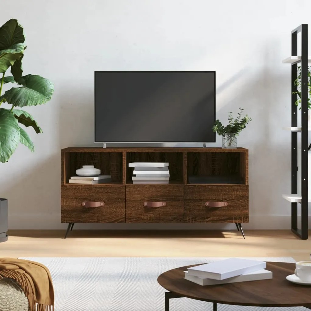 vidaXL Móvel de TV 102x36x50 cm derivados de madeira carvalho castanho