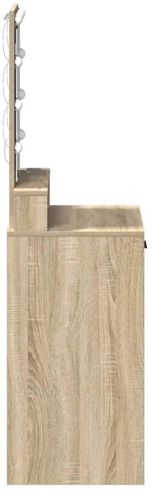 Mesa de Maquiagem com Luzes LED - Carvalho Sonoma - 50x41x140 cm