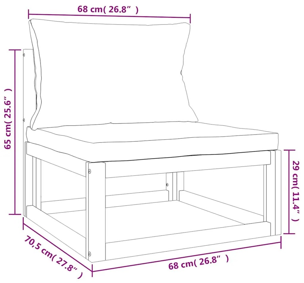 2 pcs conjunto de sofás de jardim c/ almofadões acácia maciça