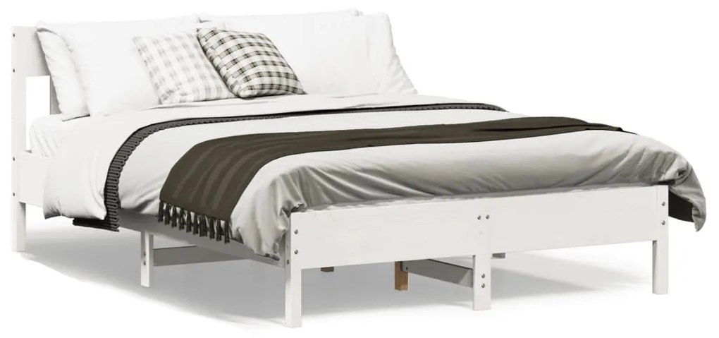 Estrutura de cama com cabeceira 120x200 cm pinho maciço branco