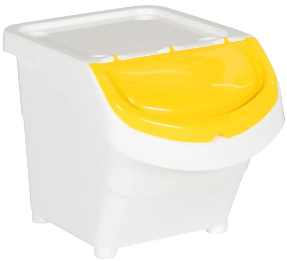 Caixotes do lixo com tampa empilháveis 3 pcs 78 L PP branco