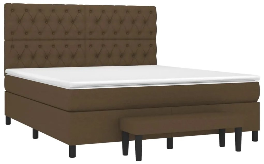 Cama com molas/colchão 160x200 cm tecido castanho-escuro