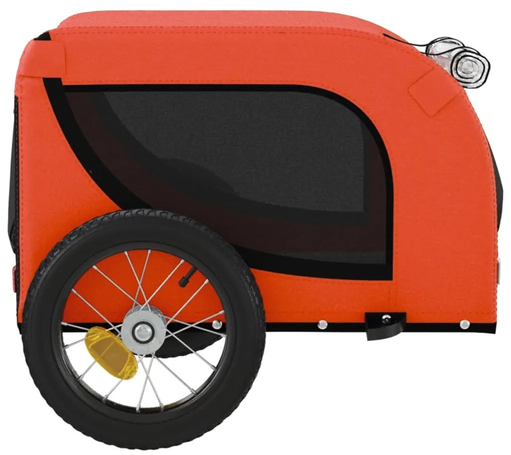 Reboque bicicleta p/ animais tecido oxford/ferro laranja/preto
