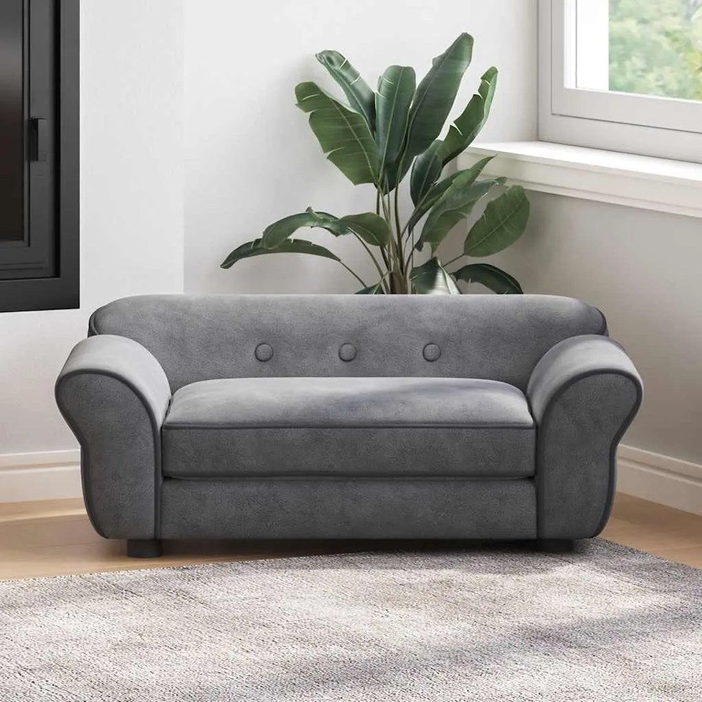 vidaXL Sofá para cães 72x45x30 cm pelúcia cinzento-escuro