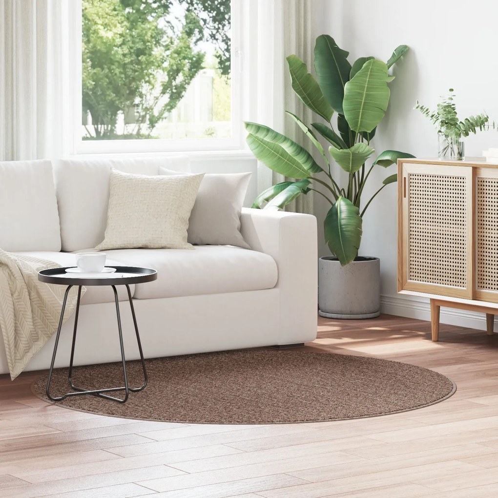 Tapete Peludo vidaXL com Fundo de Látex Marrom ø160 cm