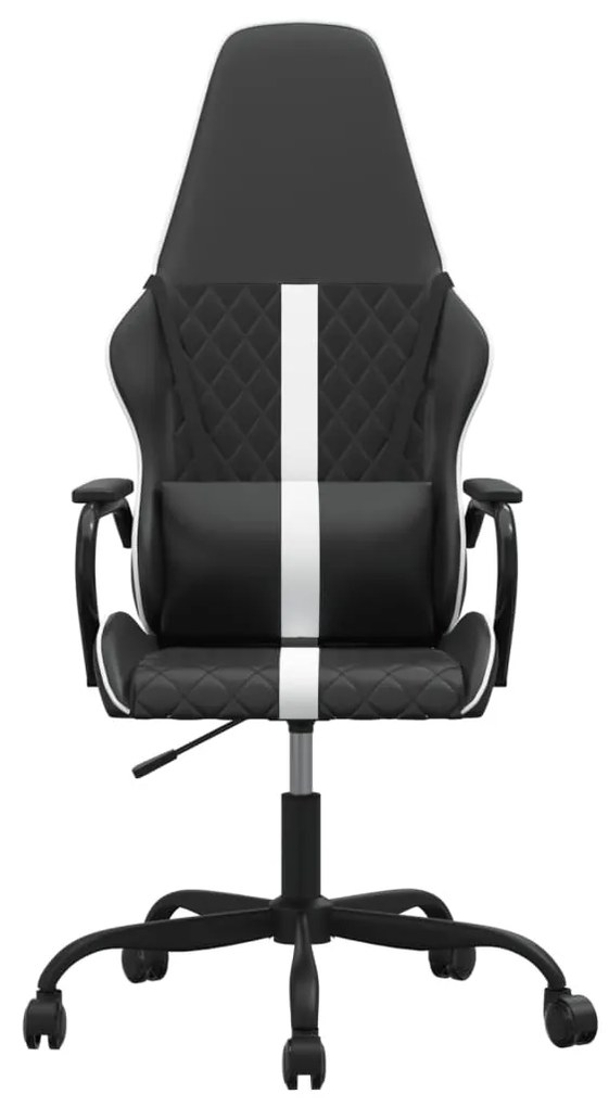 Cadeira gaming massagens couro artificial branco e preto