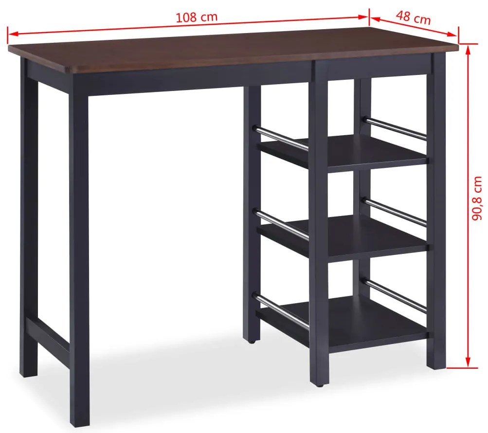 Conjunto de bar 3 pcs MDF preto