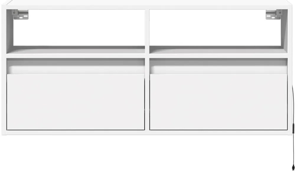 Móvel de parede para TV com luzes LED 100x31x45 cm branco
