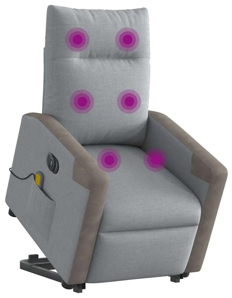 Poltrona elétrica reclinável massagens tecido cinzento-claro