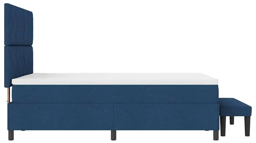 Cama Box Spring com Colchão e Banco Azul 140x190 cm Tecido