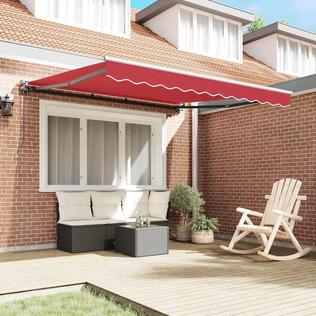 Toldo Retrátil Manual Vermelho 350x250 cm Tecido