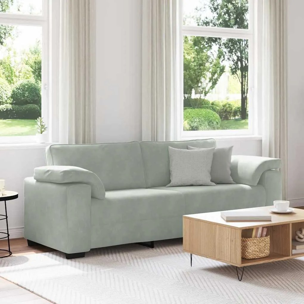 vidaXL Sofá de 3 lugares 178 cm veludo cinzento-claro