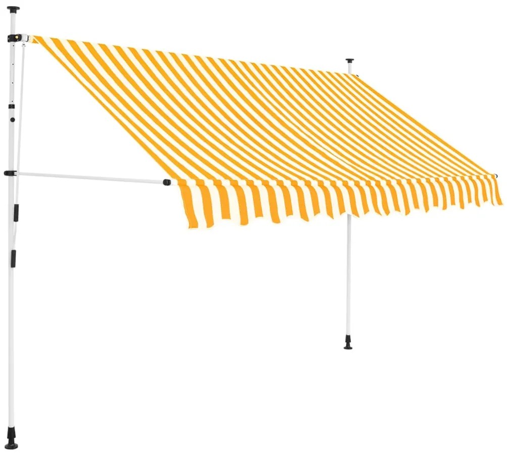 Toldo retrátil manual 250 cm riscas laranjas e brancas