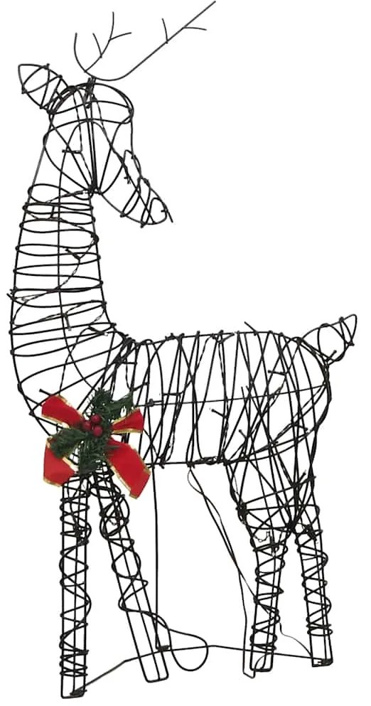Decoração família de renas de Natal 90 LEDs vime branco quente