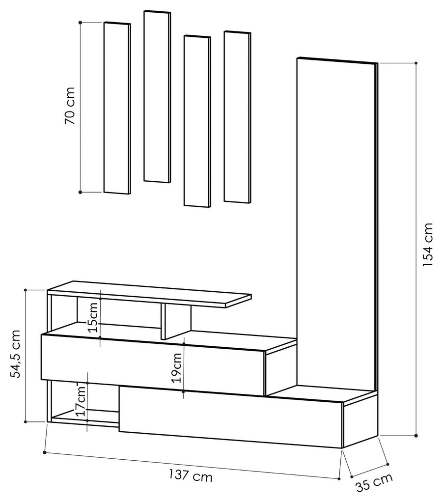 Hall Stand Ramda – Light Mocha Anthracite – 137 cm x 54,5 cm x 35 cm