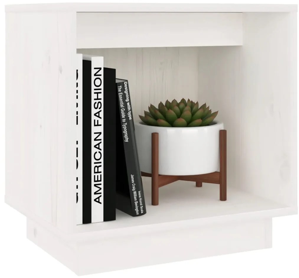 Mesas de cabeceira 2 pcs 40x30x40 cm pinho maciço branco