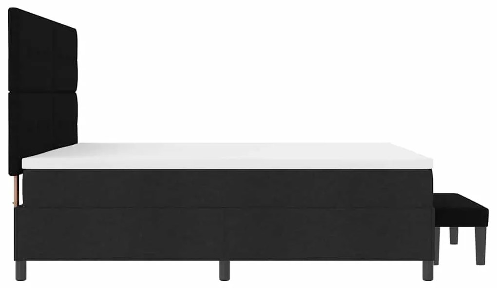 Cama Box com Colchão e Banco Preto 200x200 cm Tecido