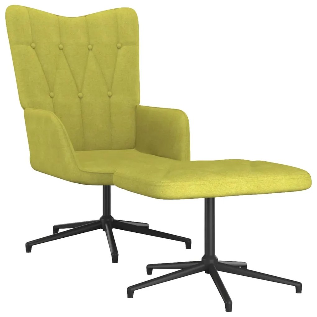 327583 vidaXL Cadeira de descanso com banco tecido verde