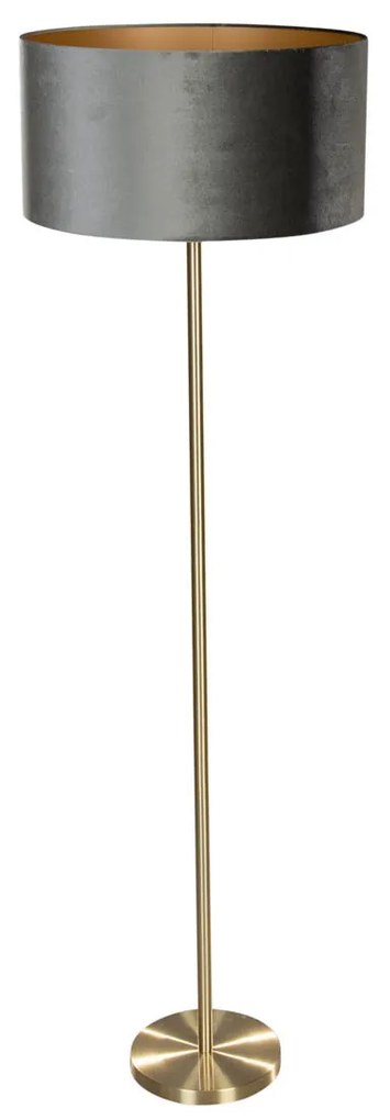 Candeeiro de Pé Latão com Abajur em Veludo Verde 50cm - Simplo