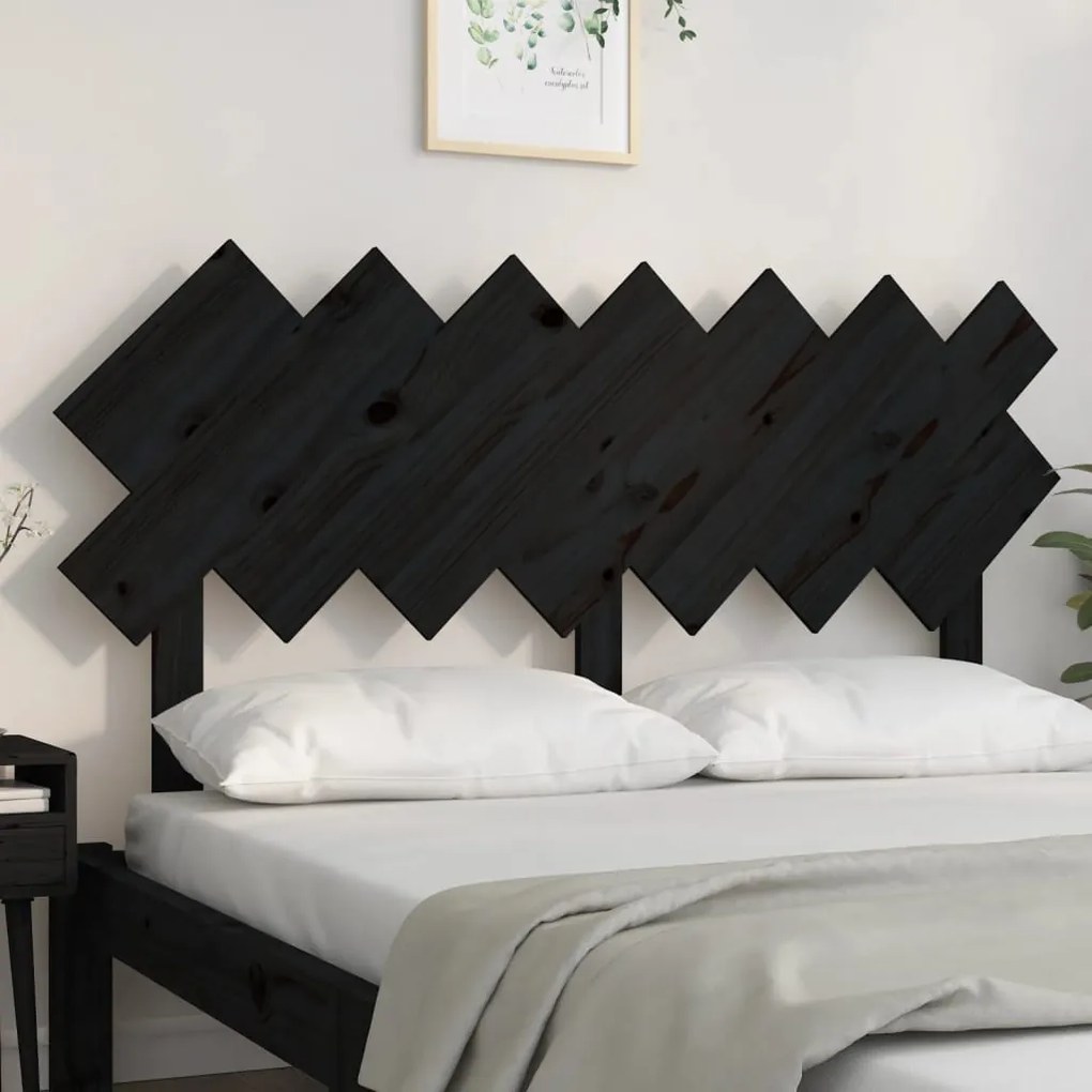 Cabeceira de cama 141x3x80,5 cm pinho maciço preto