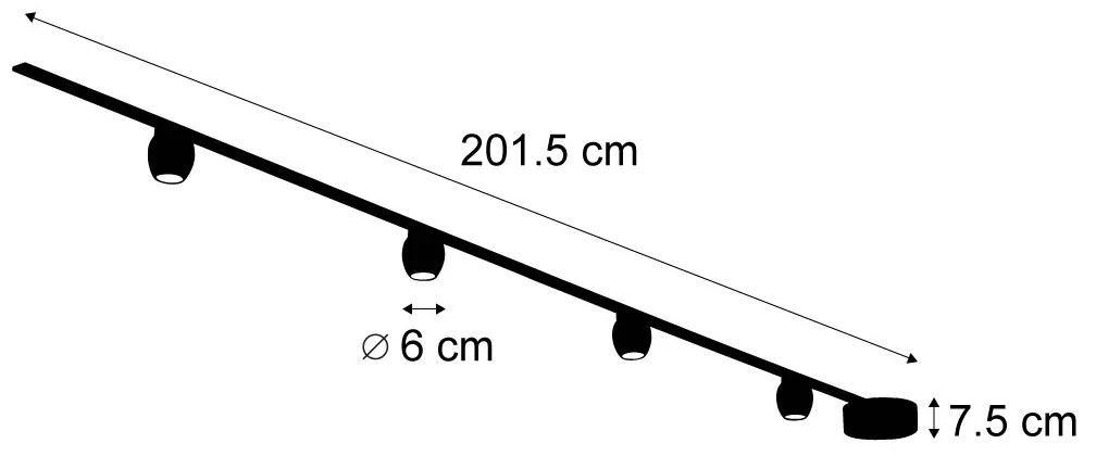 LED Sistema de iluminação de trilho moderno com 4 focos pretos monofásicos - Magnetic Zagaye Moderno