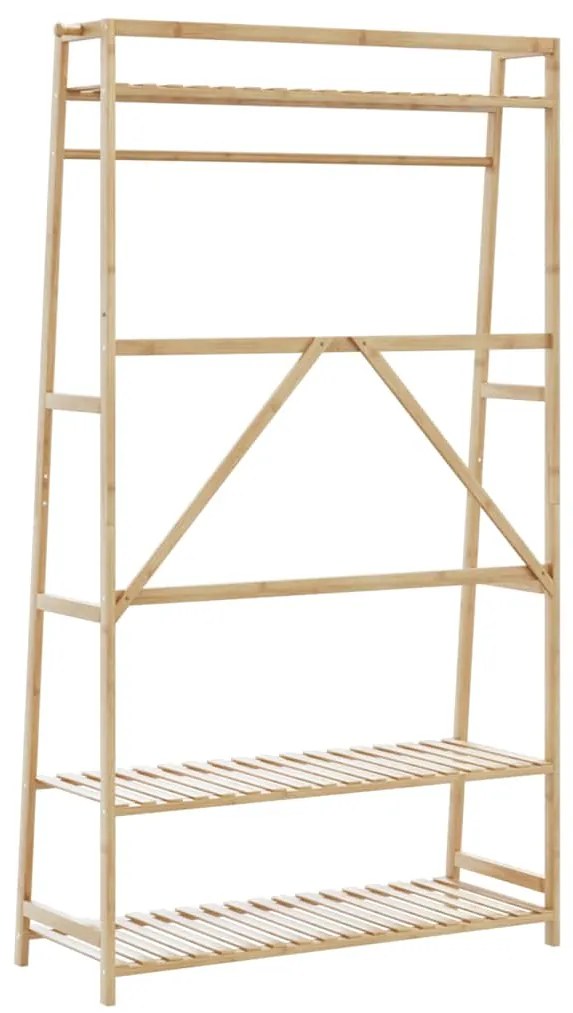 Roupeiro com prateleiras 110x40x180 cm bambu