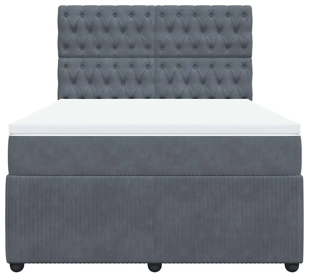 Cama com molas/colchão 160x200 cm veludo cinzento-escuro