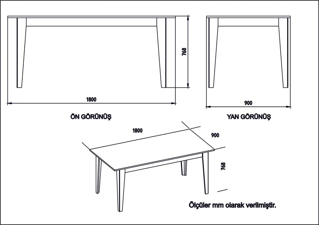Mesa de Jantar Polka – Branco – 180x76,8x90 cm