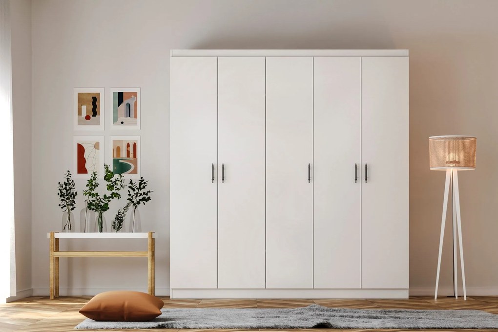 Conjunto de Quarto Lavinia – Branco – Guarda-Roupa 175x186x50 cm, Estr