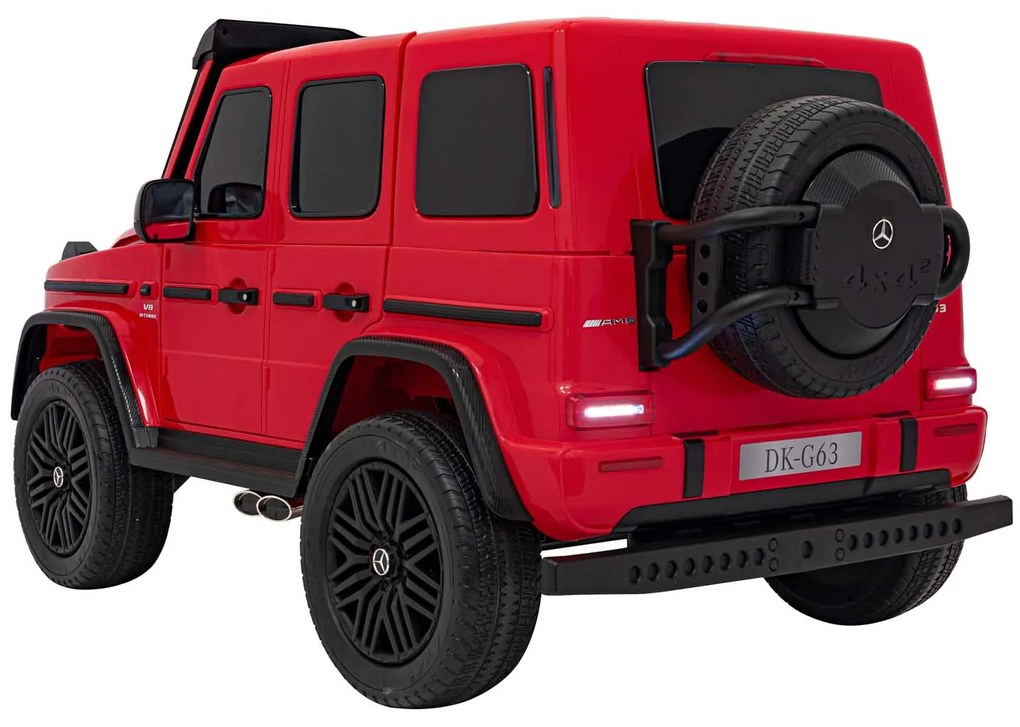 Carro elétrico para Crianças 24V 4x4 200W Mercedes Benz G63 AMG XXL Rodas de EVA, Assento de couro Vermelho