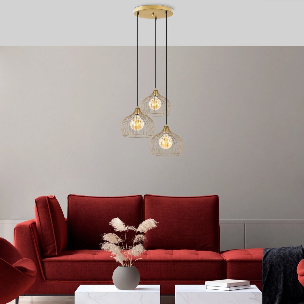 Candeeiro de Teto Bek – Ouro Brilhante – 56 x 56 x 121 cm
