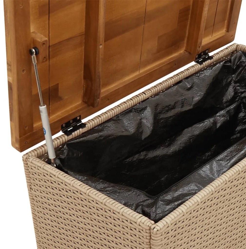 Caixa arrumação jardim 80x40x48 cm vime PE/acácia maciça bege