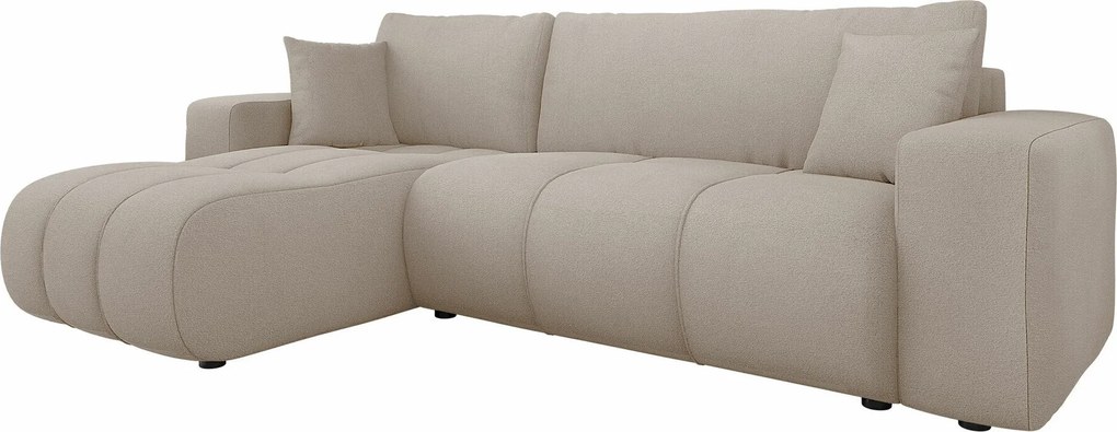 Sofá de canto Comfivo Laurus, Cama com arrumação, 244x145x82cm, 88.5 kg, Pernas: Plástico