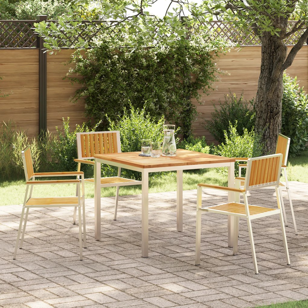 Conjunto de Jantar de Jardim vidaXL 5 Peças Madeira Sólida de Teca