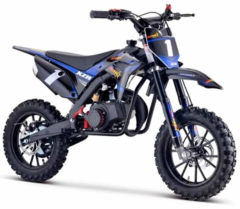 MINI MOTO INFANTIL GASOLINA 50 CC MTR MINICROSS XZR AZUL C/ LIMITADOR
