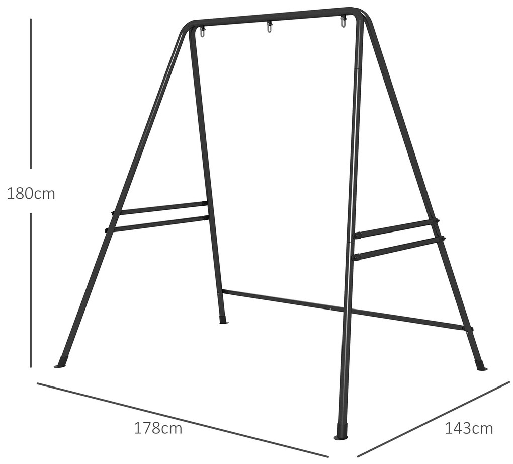 Suporte para cadeira suspensa Jardim 130 cm Suporte para Baloiço com Estrutura em Aço Capacidade 150 kg para (Cadeira Não incluida) Pátio Jardim Preto