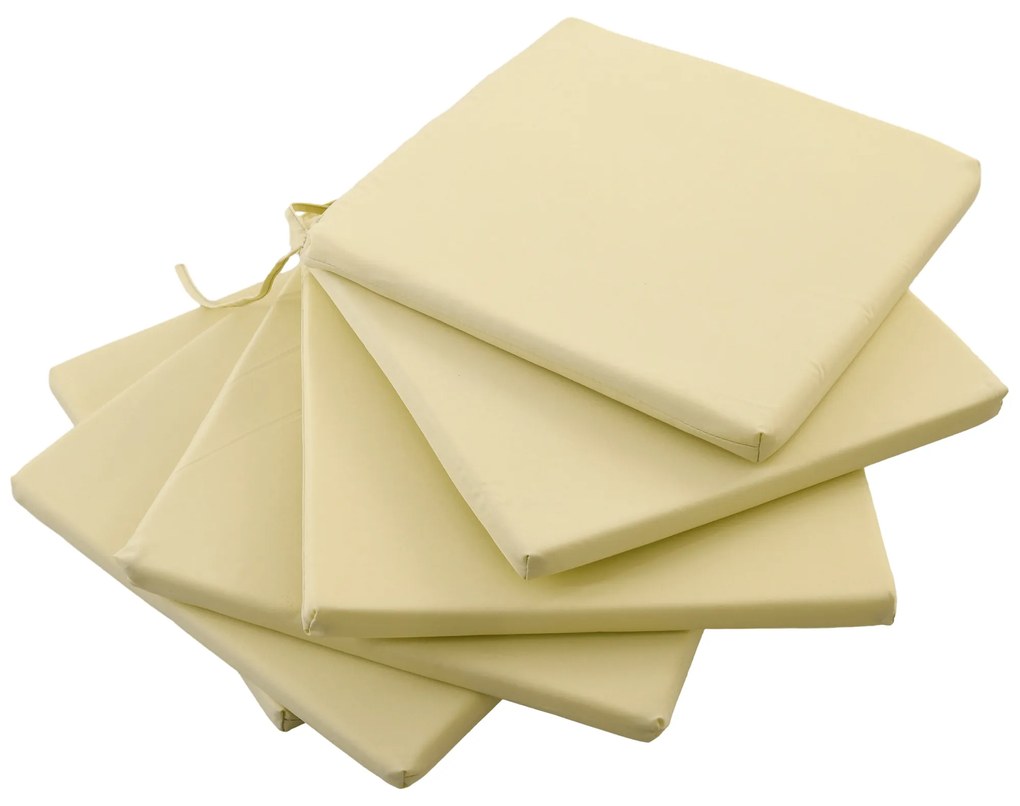 Outsunny Conjunto de 6 Almofadas de Cadeira de Jardim Exterior Enchimento 3 cm Tecido de Poliéster 42x42 cm Bege | Aosom Portugal