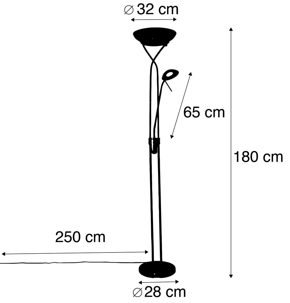 Candeeiro de pé latão potenciòmetro LED dimmer flexo leitura - EMPOLI Moderno