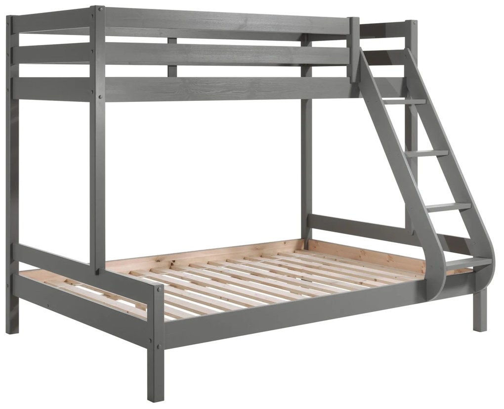 Beliche PINO MARTIN FAMILY BED com cama superior 90 x 200 cm e inferior 140 x 200 cm Cinzenta