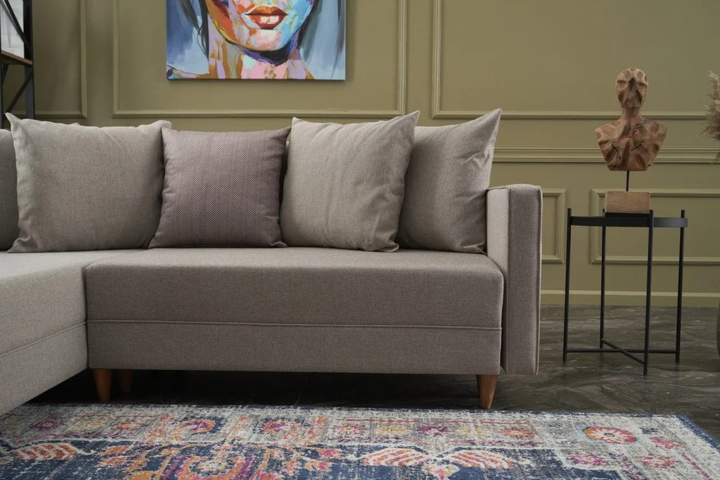 Sofá-Cama de Canto Aydam – Creme – 215x80x150 cm