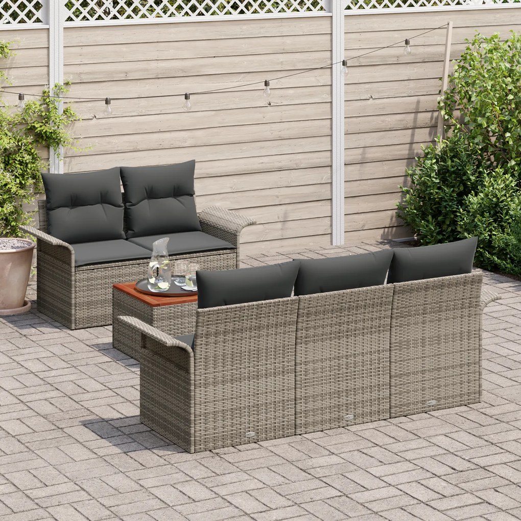 Conjunto de Sofá de Jardim vidaXL de 6 peças com Almofadas Cinzento Ra