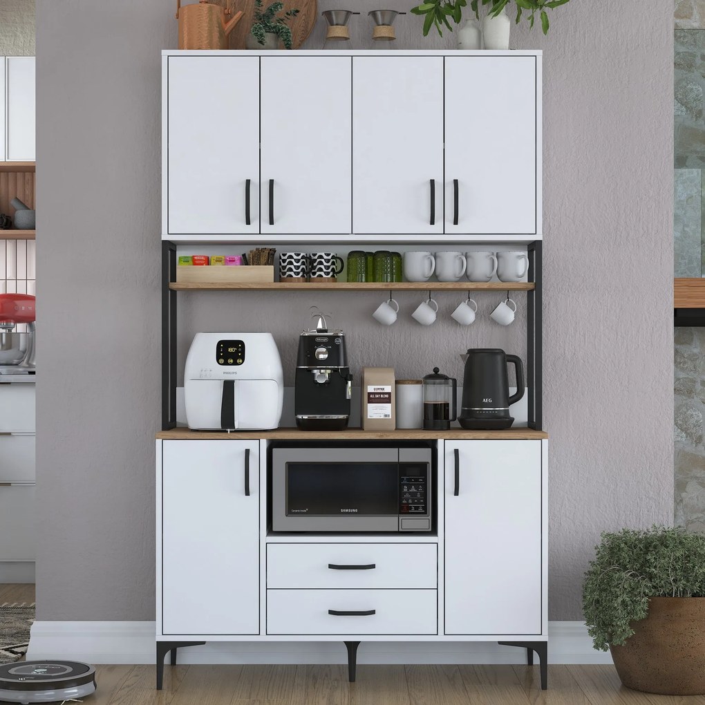 Armário Alto de Cozinha "Stella" - 120 x 198,6 x 40 cm - Nogueira e Br