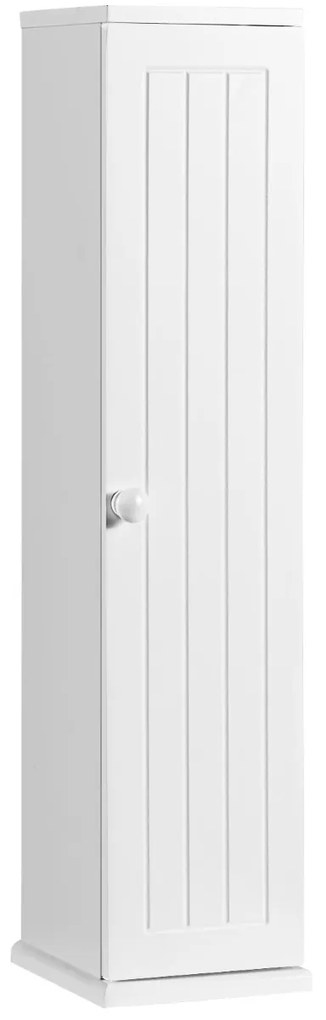 Armário de armazenamento vertical Papel higiénico e suporte de tecido 4 níveis Prateleiras para quarto de dormir Sala de estar 17 x 16 x 69 cm Branco