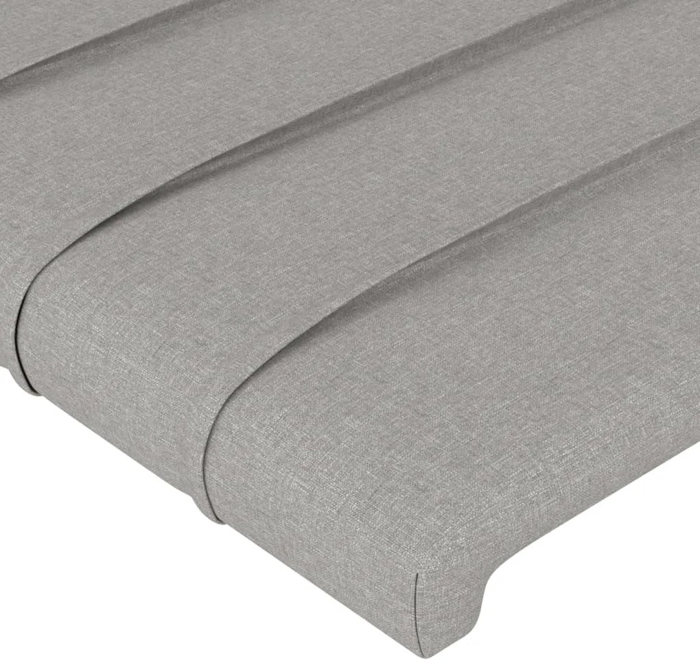 Cabeceira cama c/ luzes LED tecido 83x16x118/128 cm cinza-claro