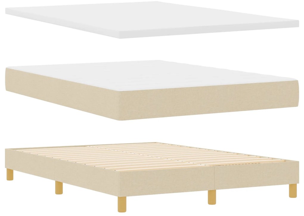 Cama Box Spring com Colchão Creme 140x190 cm Tecido